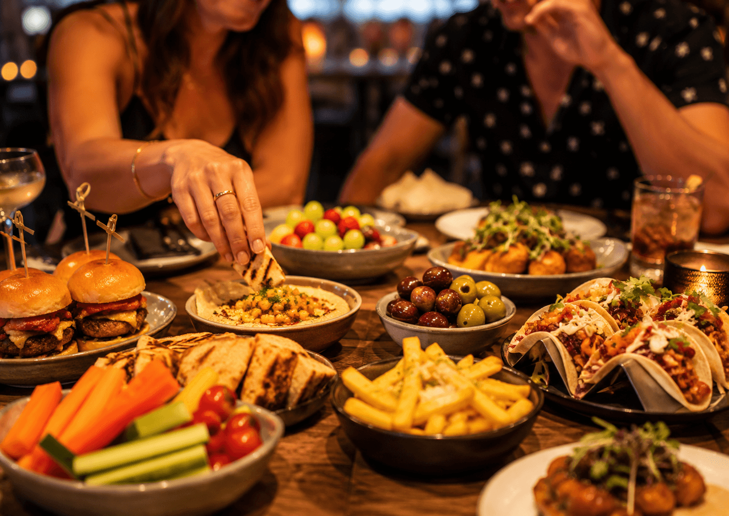 Snack Table in a Busy Restaurant