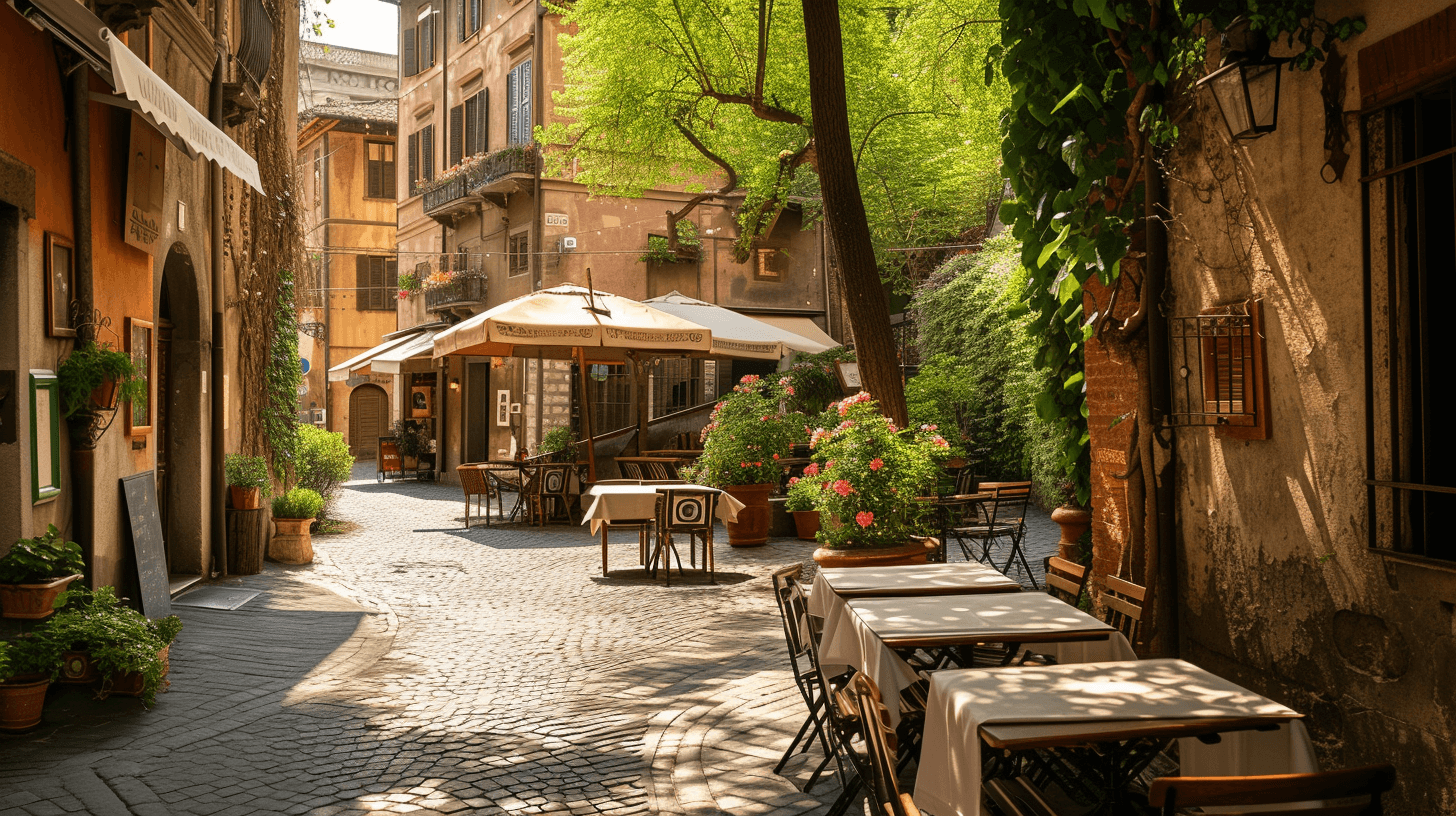 Outdoor space of the Italian restaurant.