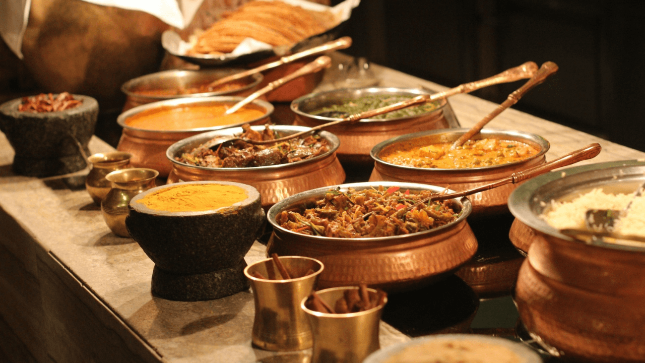 Different types of dishes placed on the table.