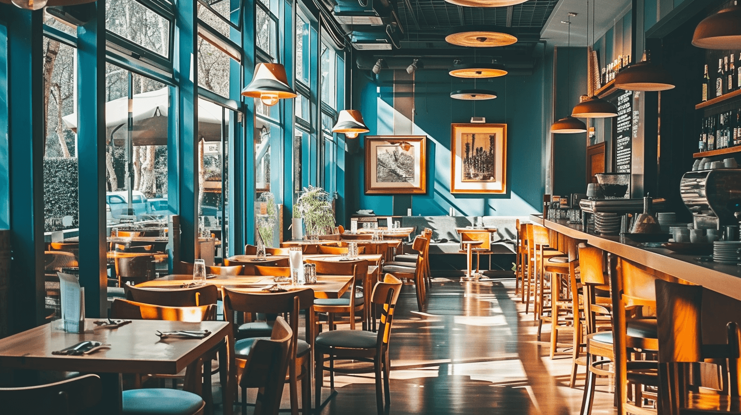 Restaurant interior with fresh colors.