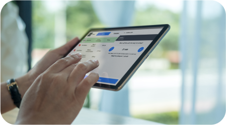Someone holds a tablet.