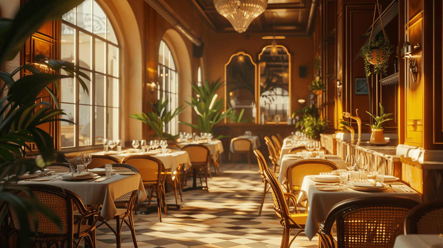 Italian restaurant interior with warm colors.