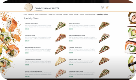 A pizza menu.